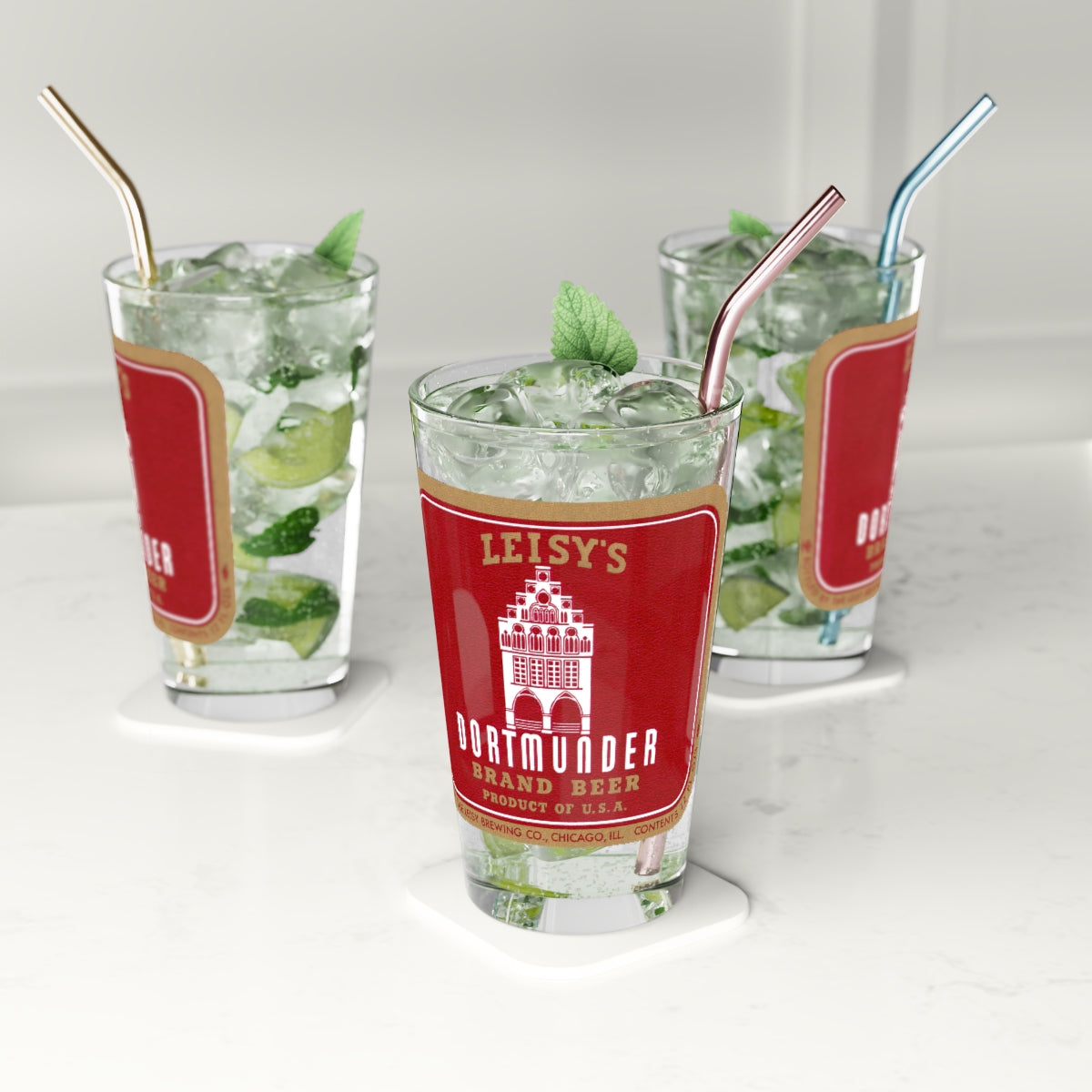 Leisy's Brewing Dortmunder Beer, Chicago IL Retro Pint Glass