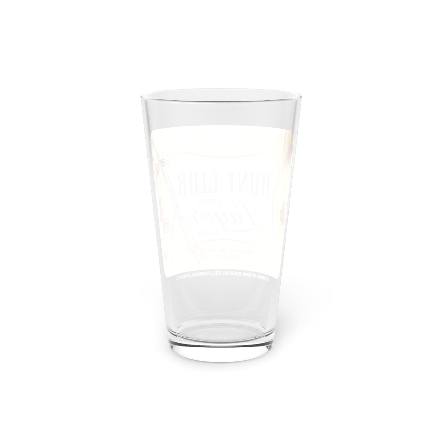 Historic Hunt Club Cream Lager Beer Pint Glass, Formosa Springs, Ontario, Canada 1927-1970