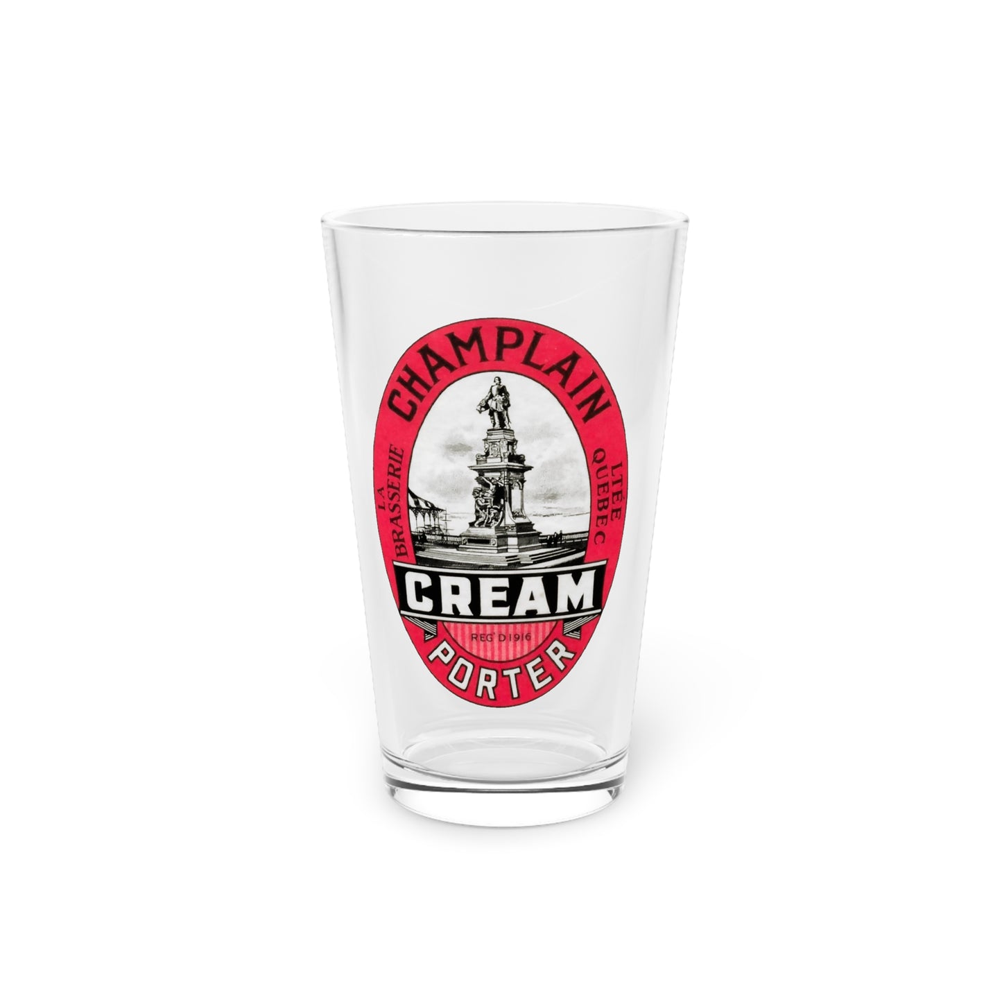 Champlain Cream Porter Beer Pint Glass, Lake Champlain, Quebec City QC Canada