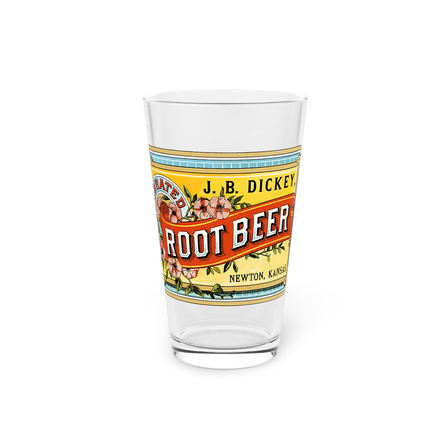 J.B. Dickey's Famous Celebrated Root Beer, Newton KS Pint Glass, Wichita Harvey Kansas