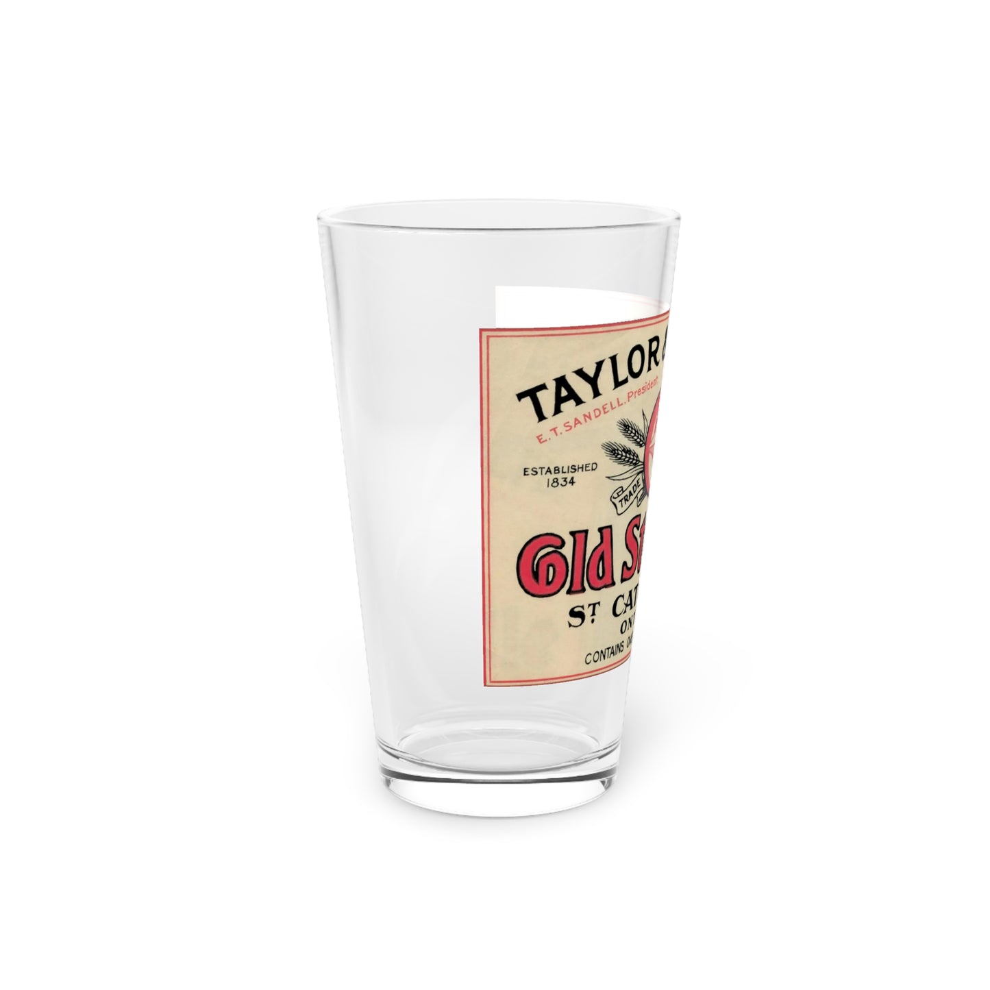 Taylor & Bate Pint Glass, Old Stock Ale, St. Catharines Ontario Canada