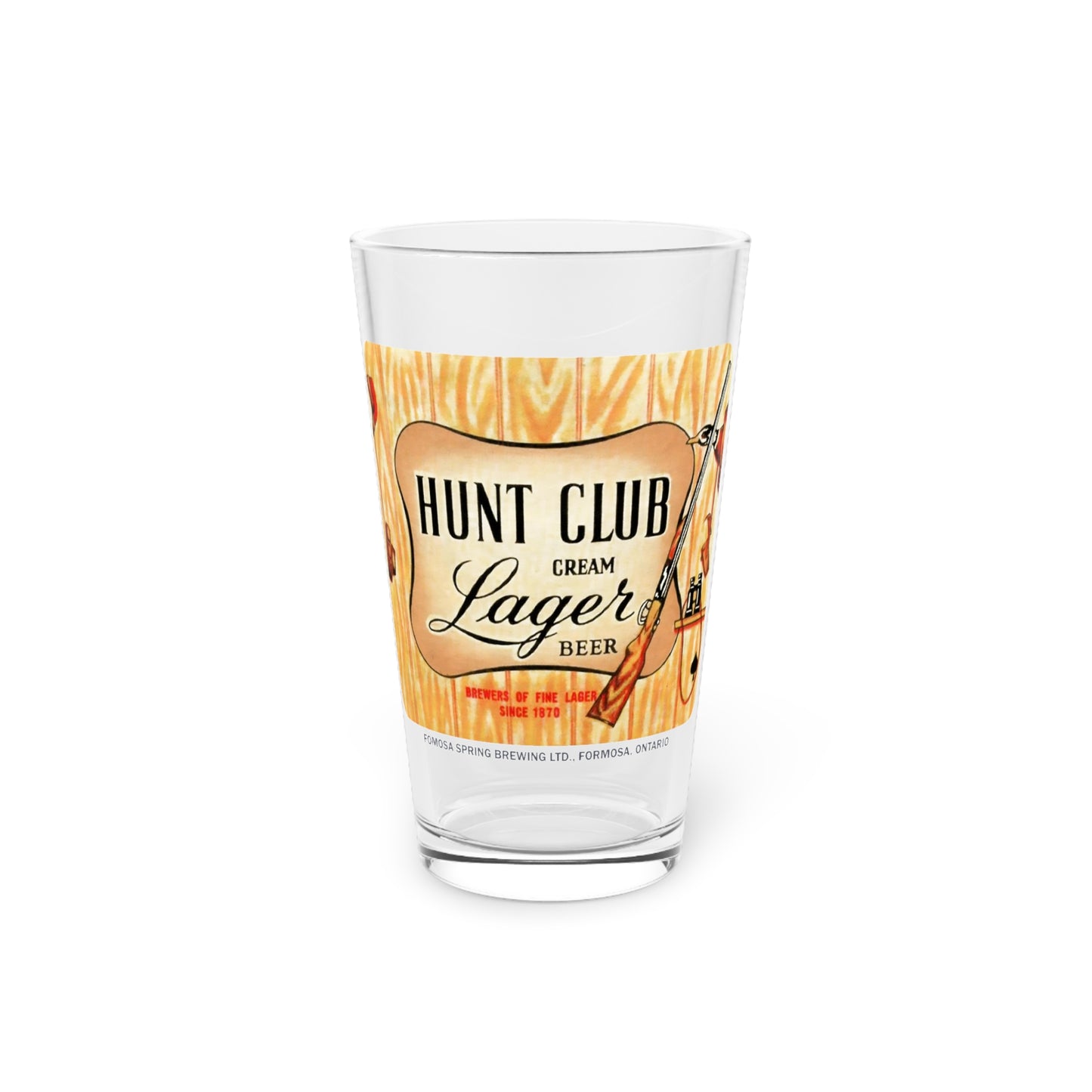 Historic Hunt Club Cream Lager Beer Pint Glass, Formosa Springs, Ontario, Canada 1927-1970