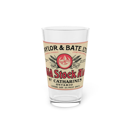 Taylor & Bate Pint Glass, Old Stock Ale, St. Catharines Ontario Canada