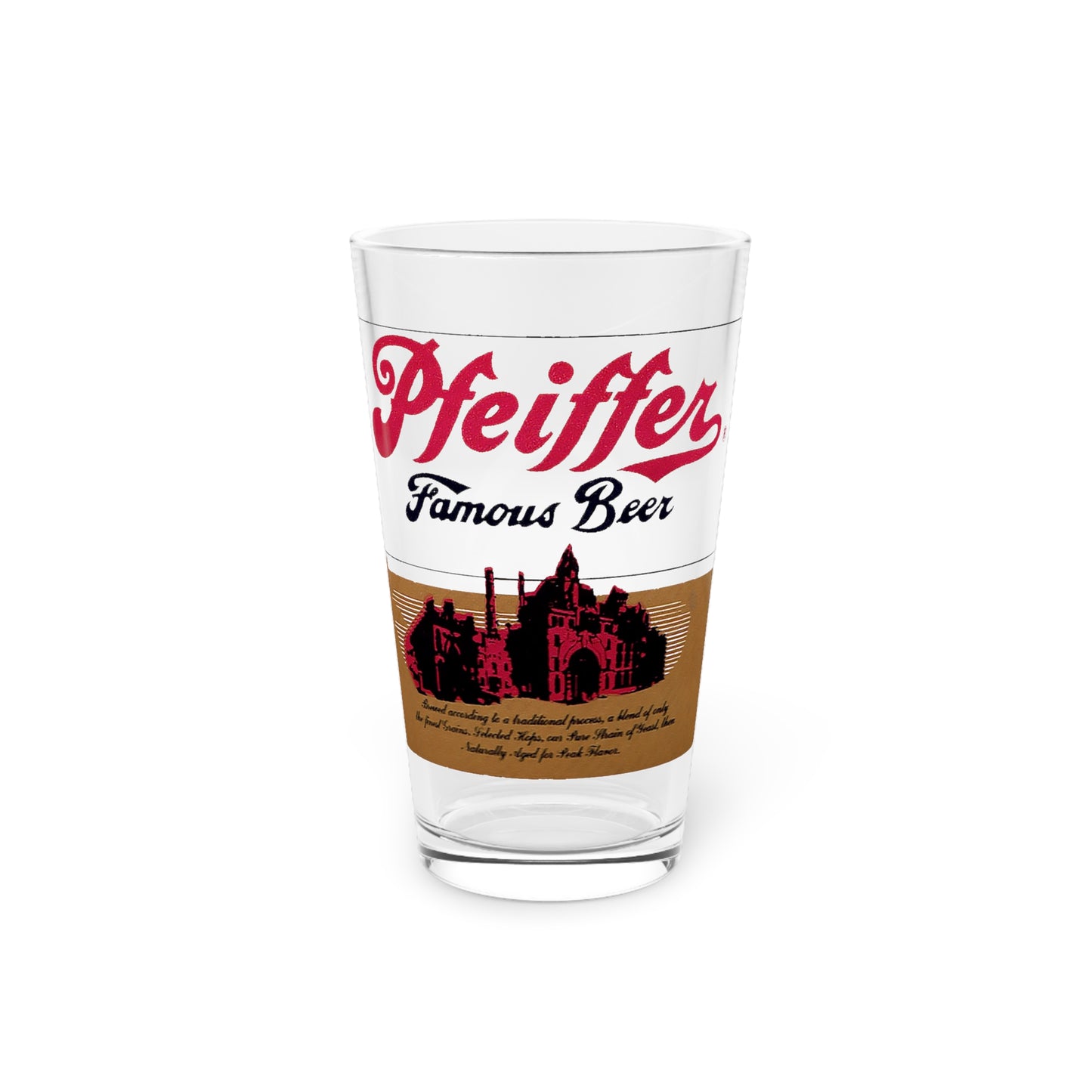 Pfeiffer's Famous German Beer Pint Glass, Prohibition Era Detroit MI Closed Brewery