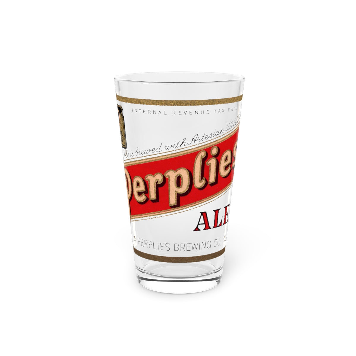 JEFFERSON WI Pint Glass ~ Perplies Ale ~ Vintage Perplies Brewing Co Beer Label