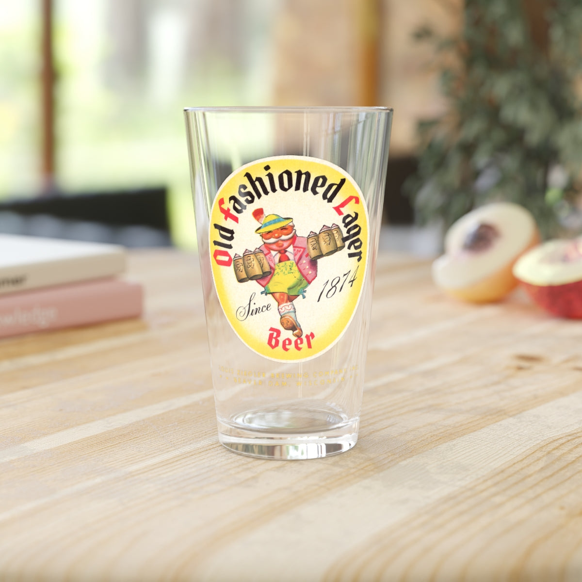 BEAVER DAM WI Pint Glass ~ Old Fashioned Lager Beer ~ Vintage Louis Ziegler Brewing Co Beer Label