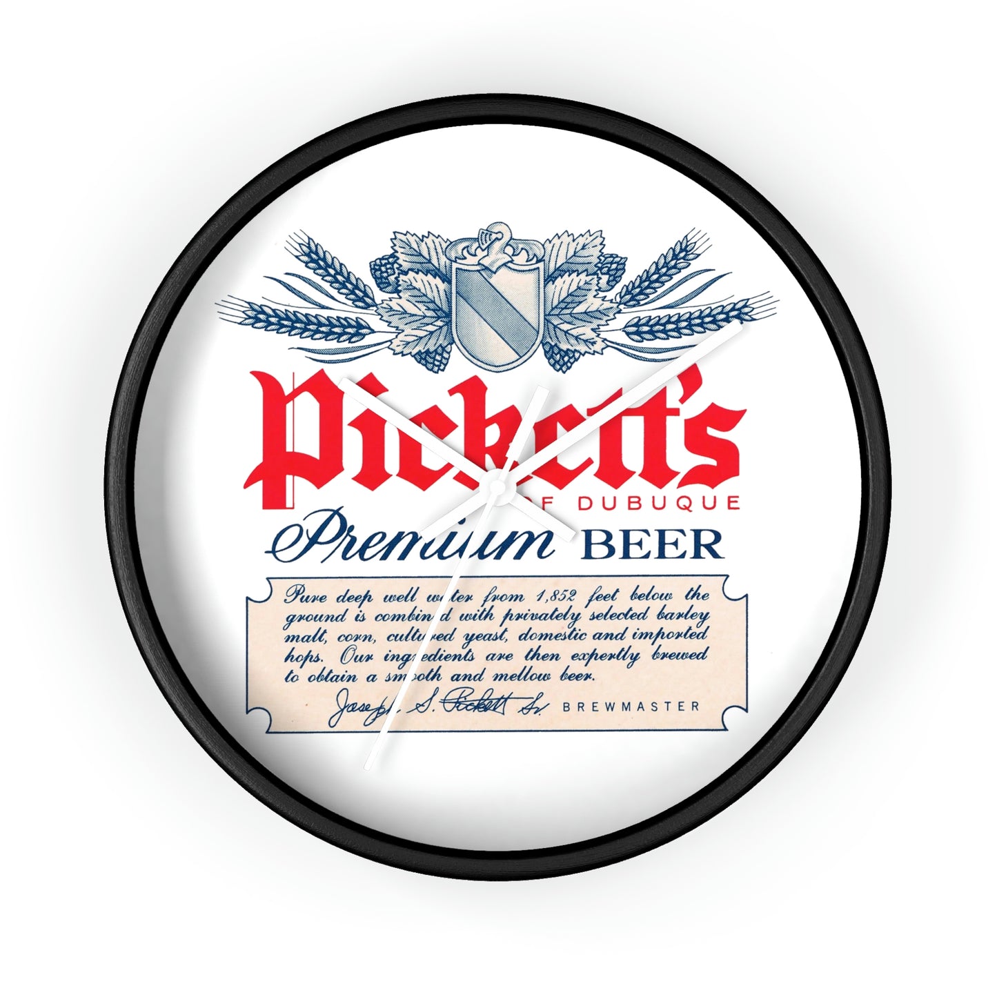 Pickett's of Dubuque Wall Clock, Famous Dubuque IA Premium Beer, Closed Brewery