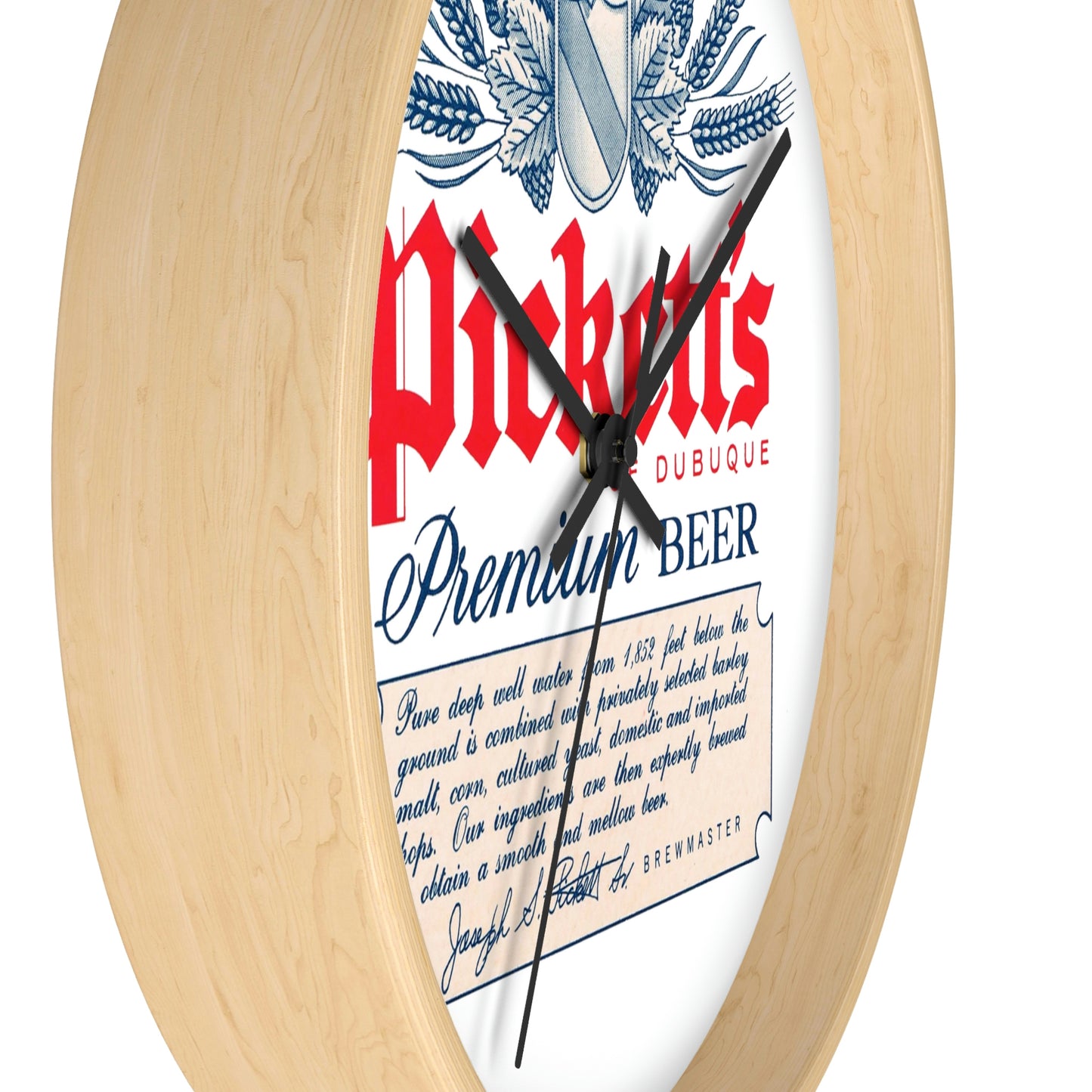 Pickett's of Dubuque Wall Clock, Famous Dubuque IA Premium Beer, Closed Brewery