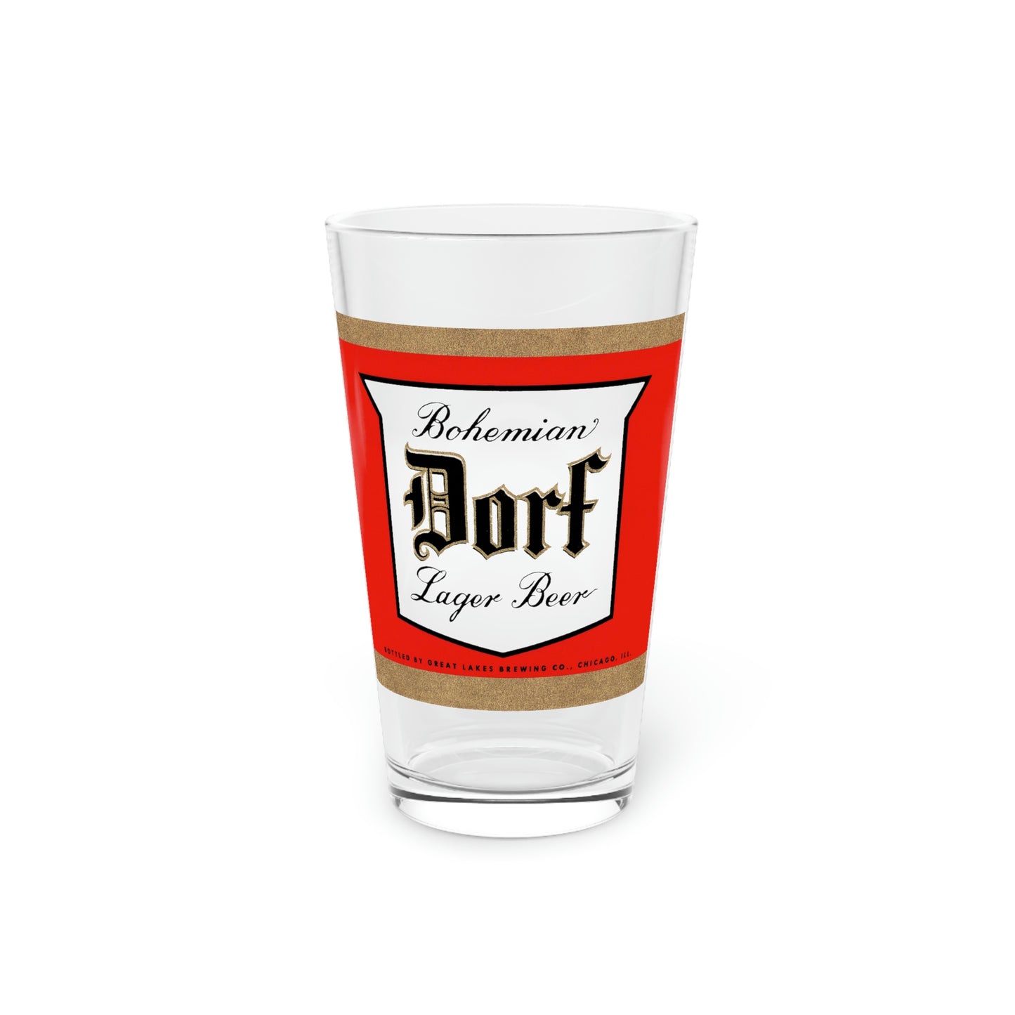 Bohemian Dorf Pint Glass, Great Lakes Brewing, Schoenhofen-Edelweiss Co, Chicago IL