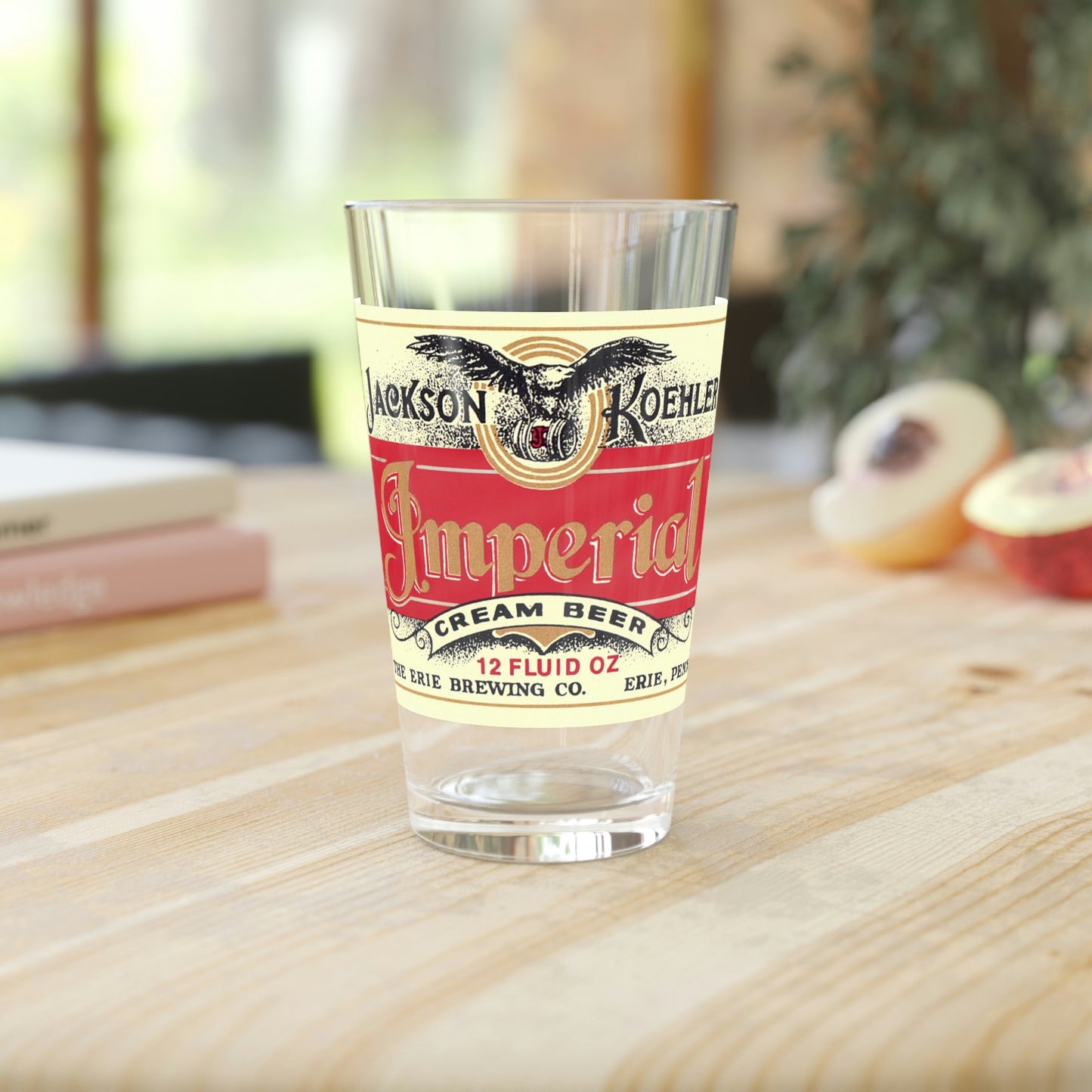 Jackson Koehler Imperial Lager Beer Pint Glass, The Eagle Erie Brewing Co., Erie Pennyslvania