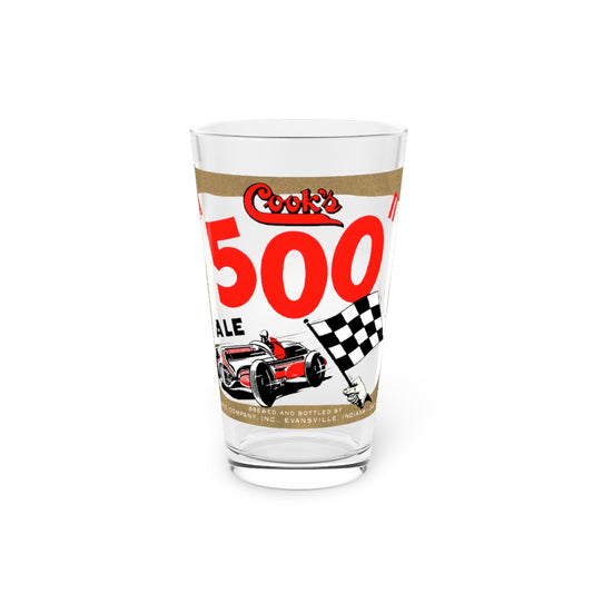 Cook's 500 Ale Pint Glass from an original 1950s beer label; Evansville Indiana