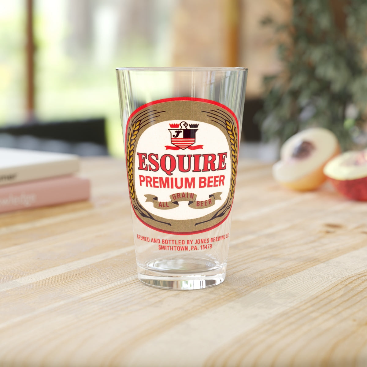 Esquire Premium Beer, Jones Brewing Co., Smithtown PA ~ Retro label Pint Glass