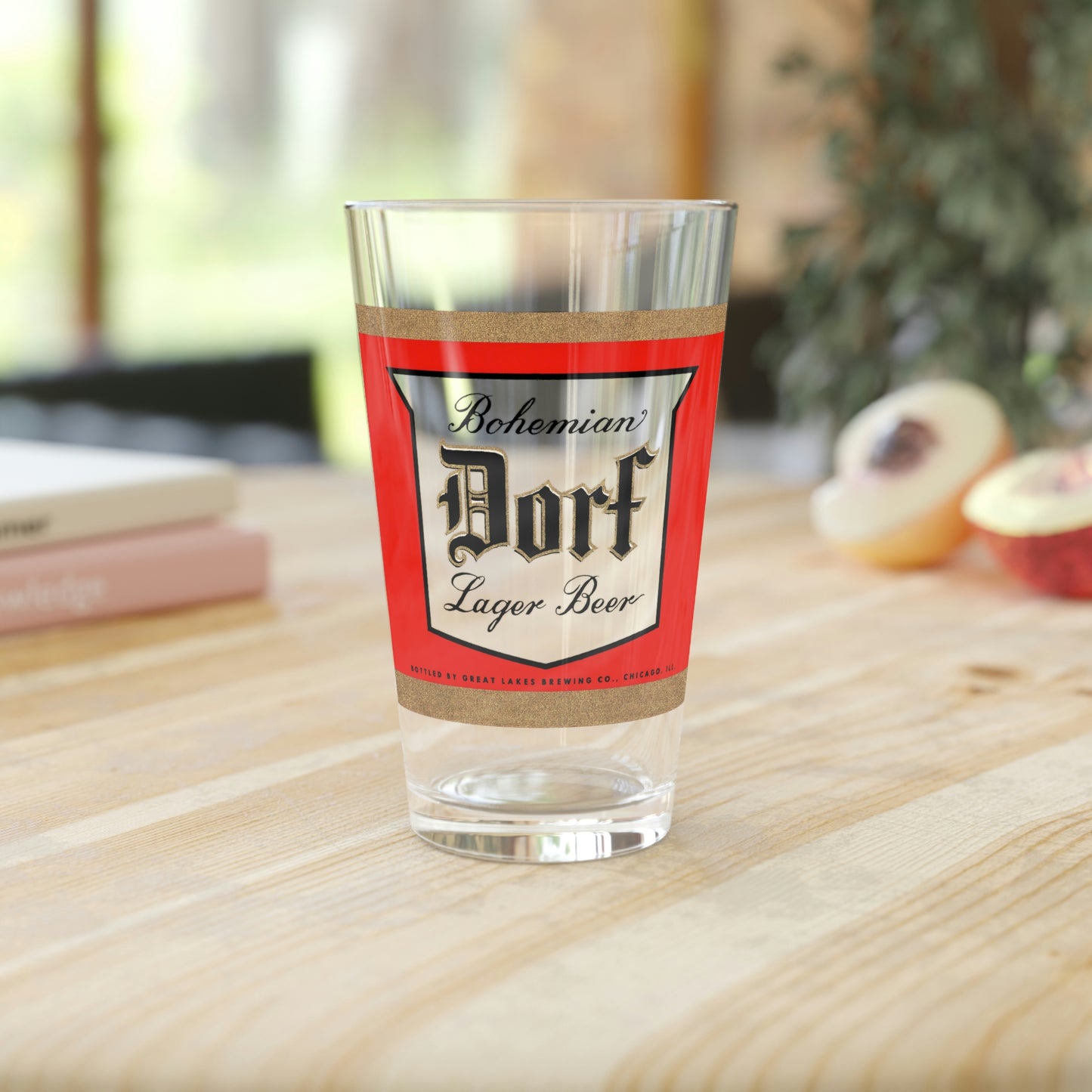 Bohemian Dorf Pint Glass, Great Lakes Brewing, Schoenhofen-Edelweiss Co, Chicago IL