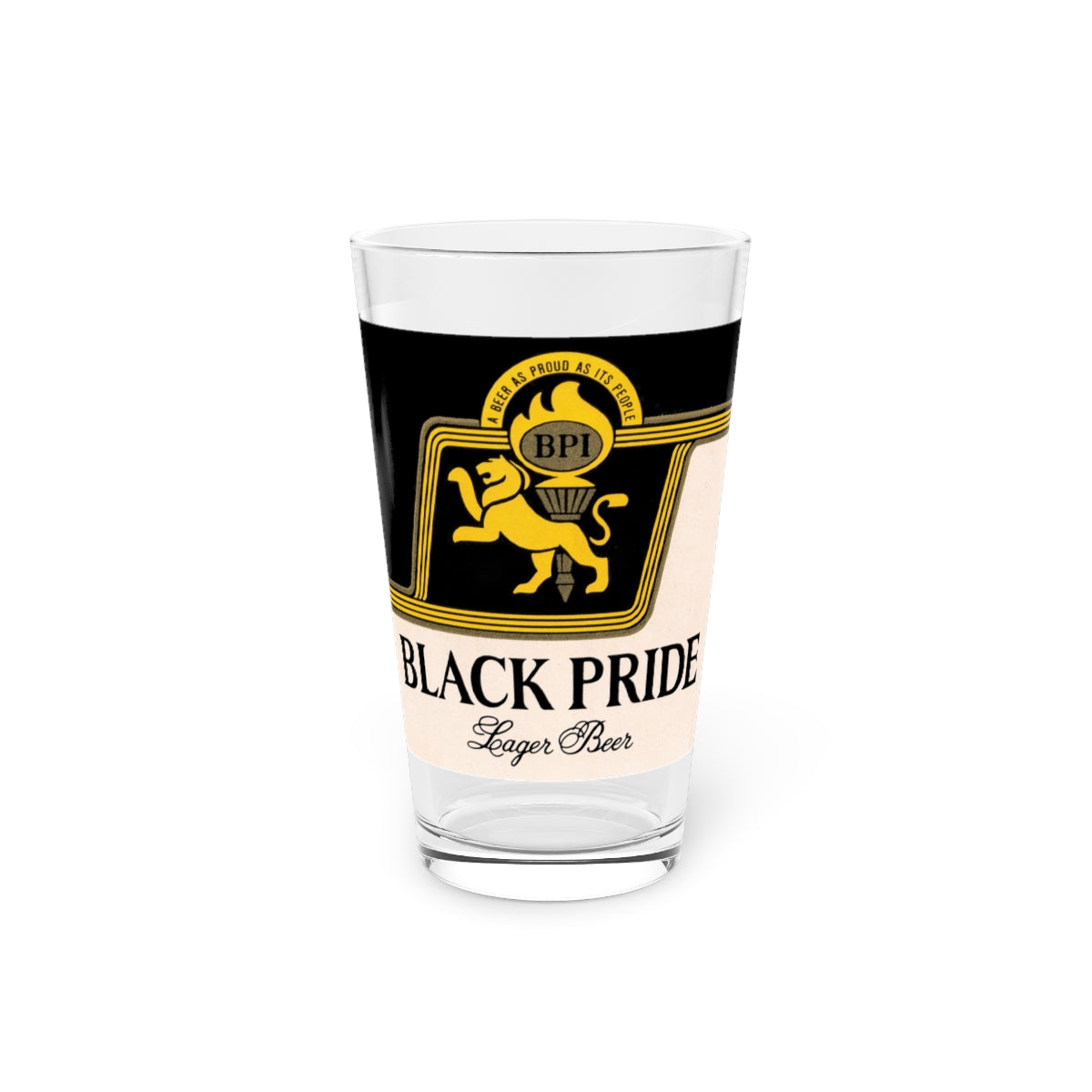 Black Pride Pint Glass ~ Vintage Lager Beer Label