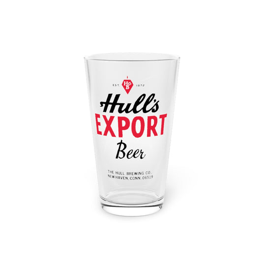 Hull's Export Beer Pint Glass, The Hull Brewing Co., New Haven CT