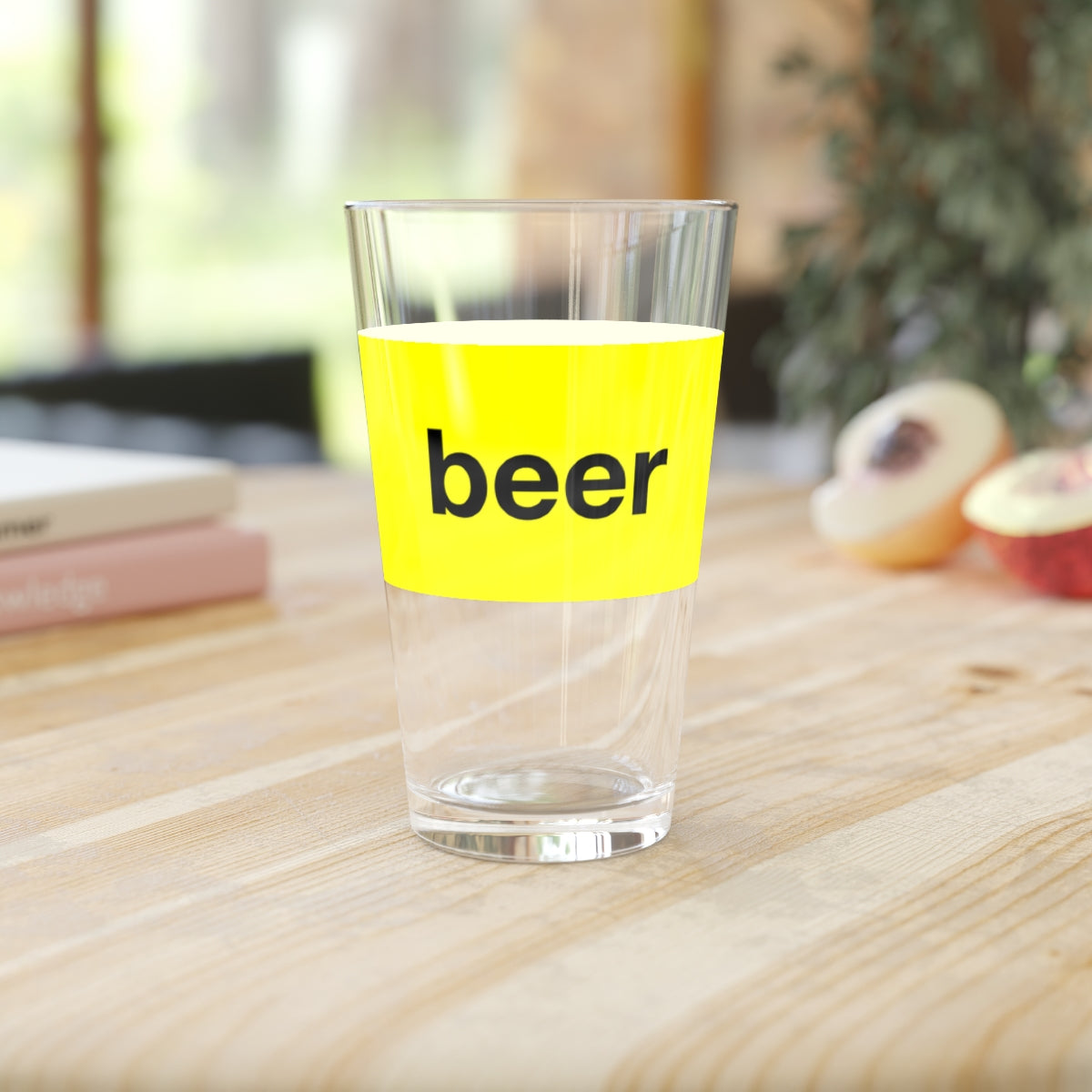 Generic Beer Pint Glass - Traditional Black on Yellow Generic Brand Beer!