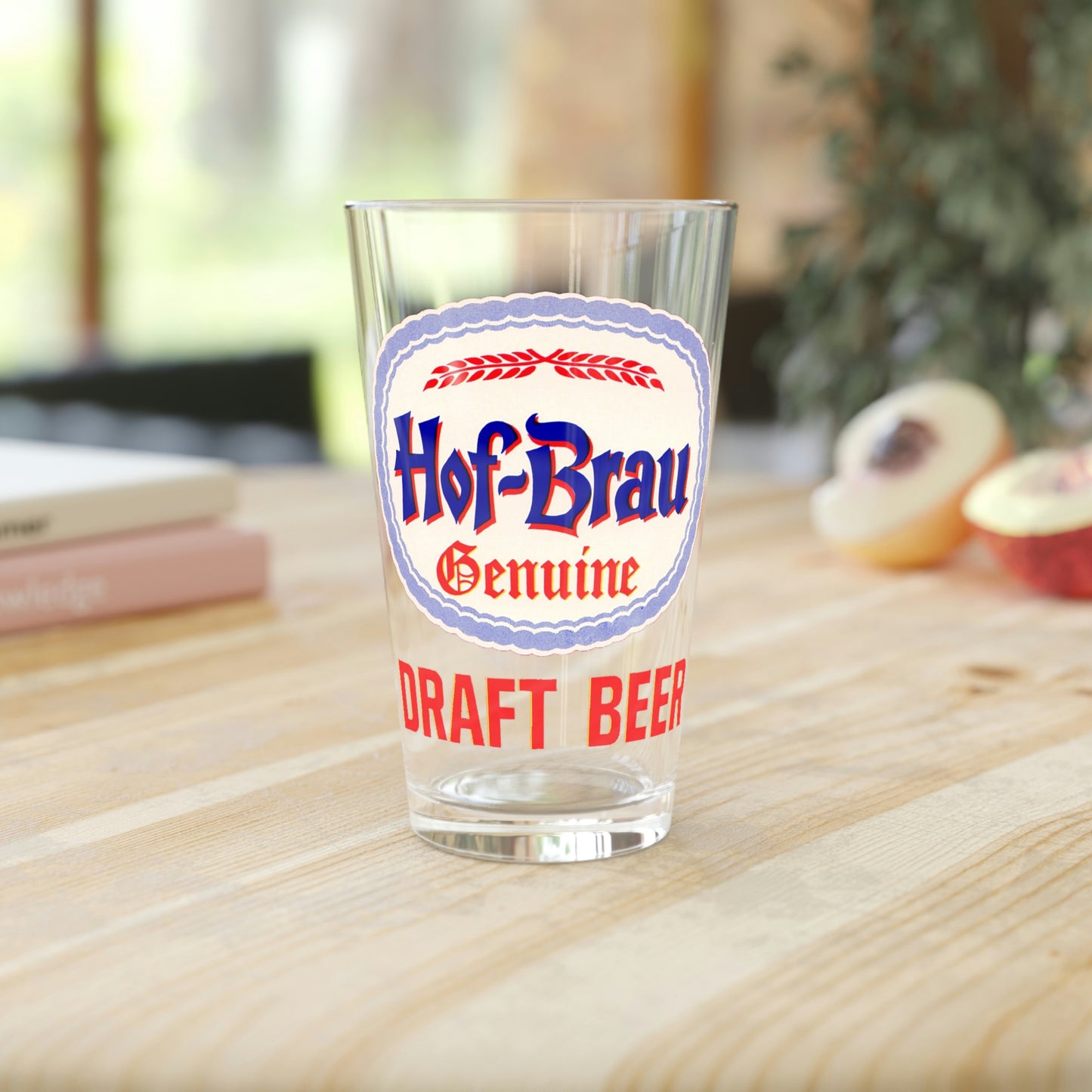 Hof-Brau Genuine German Draft Beer Pint Glass, Maier Brewing Co., Los Angeles California