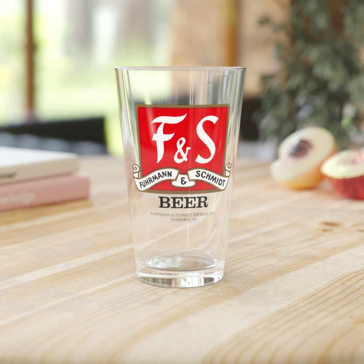 FUHRMANN and SCHMIDT F&S Pint Glass, Shamokin, Pa ~ Retro Label