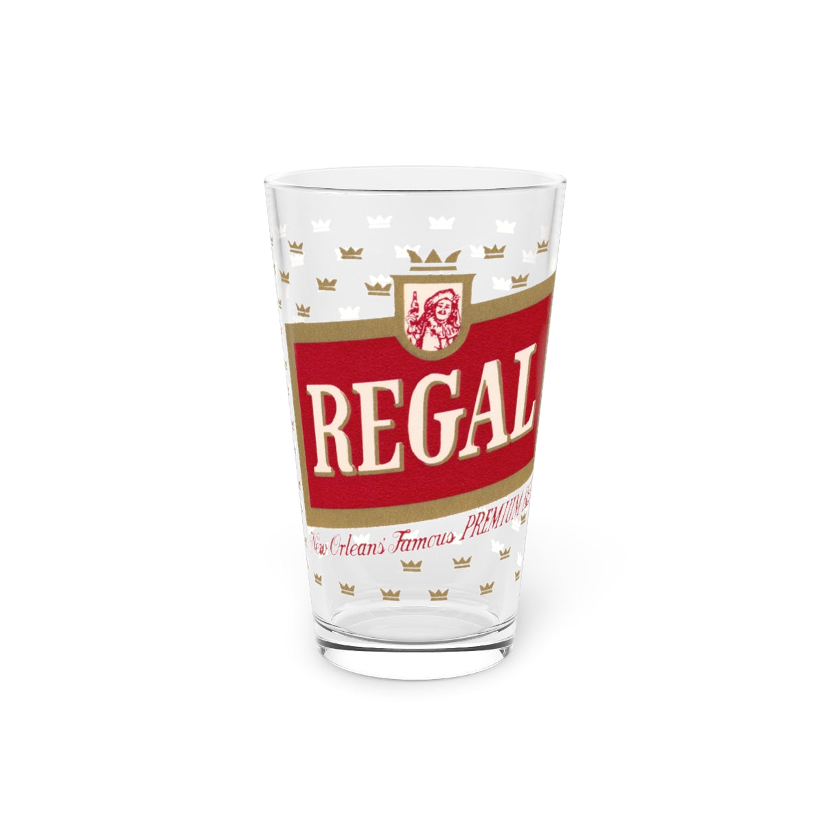 Regal New Orleans Famous Premium Beer Pint Glass reproduced with Vintage Label