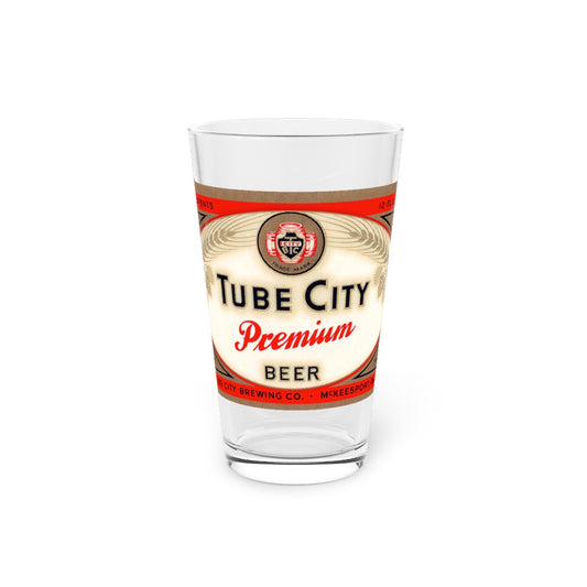 Tube City Premium Beer Pint Glass, Tube City Brewing Co., McKeesport PA