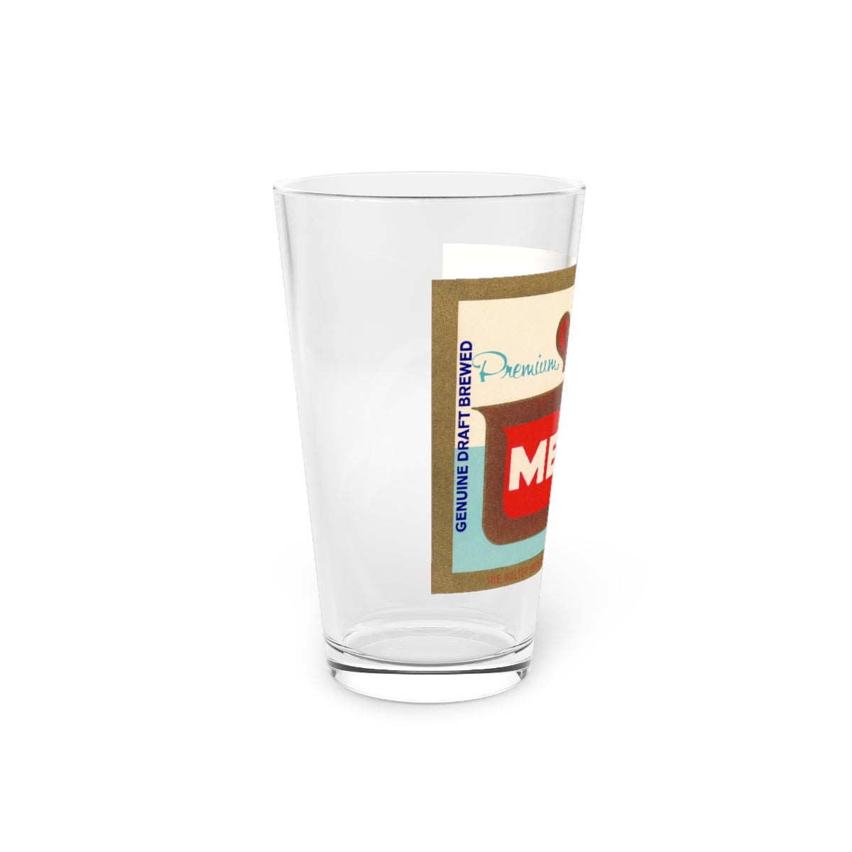 Metz Premium Pint Glass, Pueblo Colorado ~ Retro 1960s Label Drinking Glass