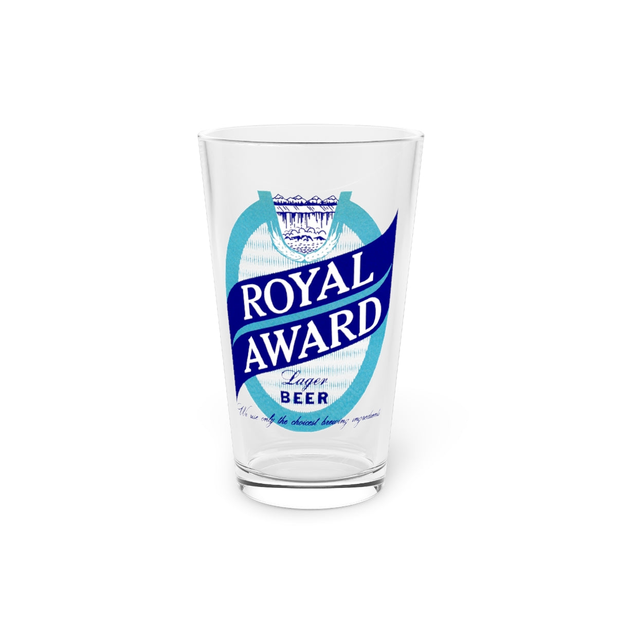 Royal Award Lager Pint Glass, Maier Brewery Retro Beer Label, Los Angeles