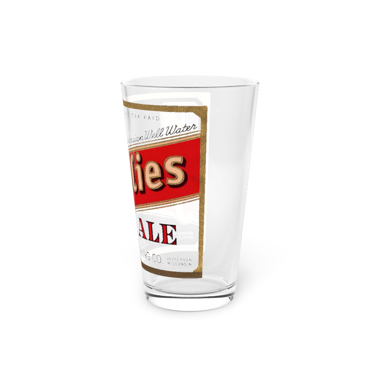 JEFFERSON WI Pint Glass ~ Perplies Ale ~ Vintage Perplies Brewing Co Beer Label