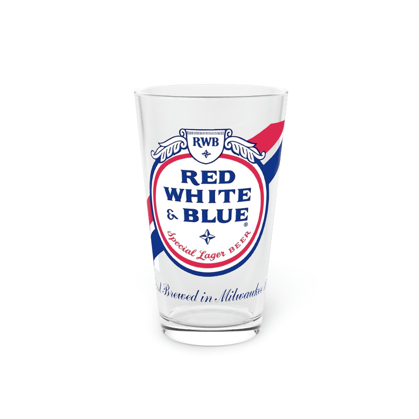 Red White & Blue Pint Glass, Classic American Beer, Milwaukee WI since 1899