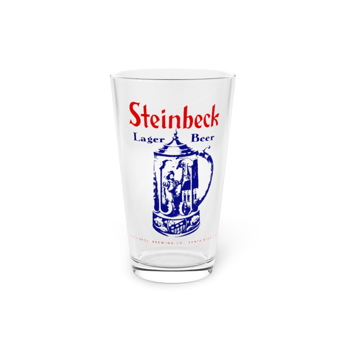 Steinbeck Lager Beer Pint Glass, Santa Rosa CA Grace Bros Brewing