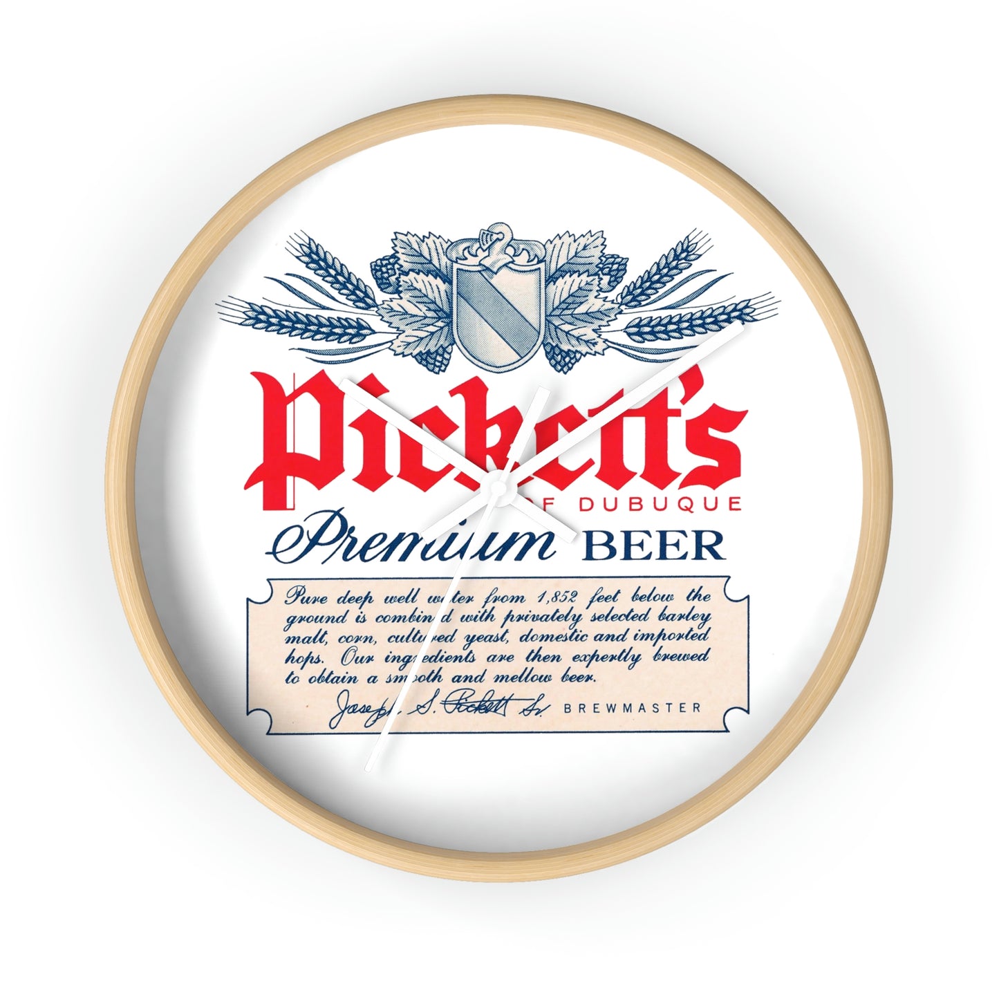 Pickett's of Dubuque Wall Clock, Famous Dubuque IA Premium Beer, Closed Brewery