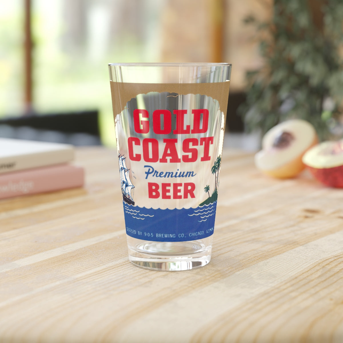 CHICAGO GOLD COAST Pint Glass ~ 905 Brewing Co. ~ Vintage Gold Coast Premium Beer Label