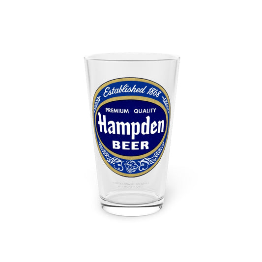 HAMPDEN BEER Pint Glass, Hampden-Harvard Breweries, Willimansett MA ~ Retro Beer Label