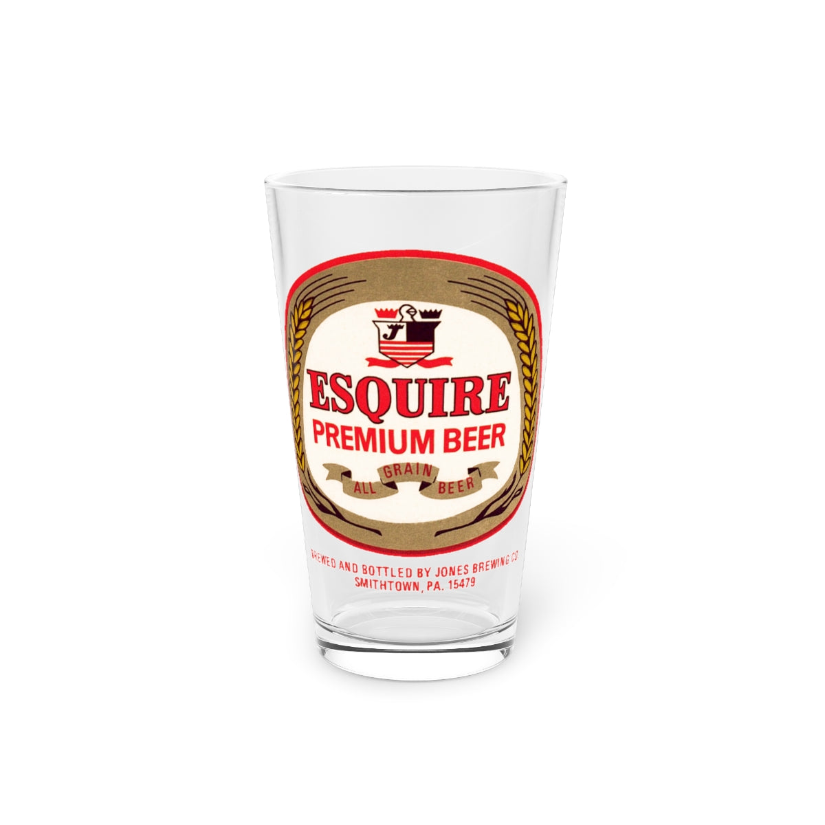 Esquire Premium Beer, Jones Brewing Co., Smithtown PA ~ Retro label Pint Glass