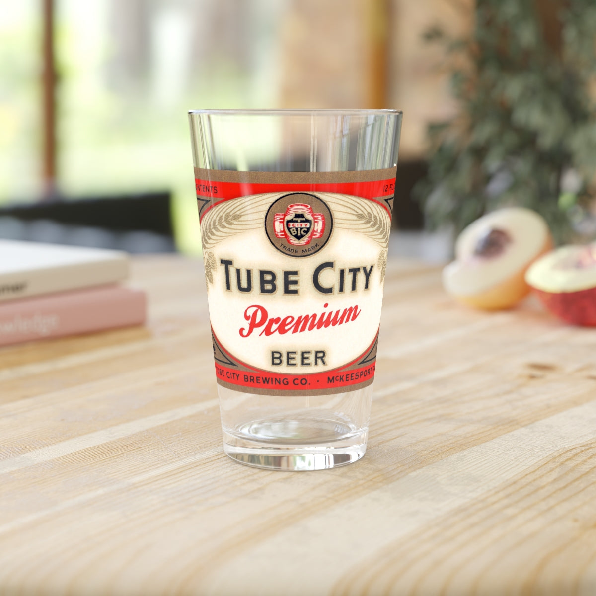 Tube City Premium Beer Pint Glass, Tube City Brewing Co., McKeesport PA