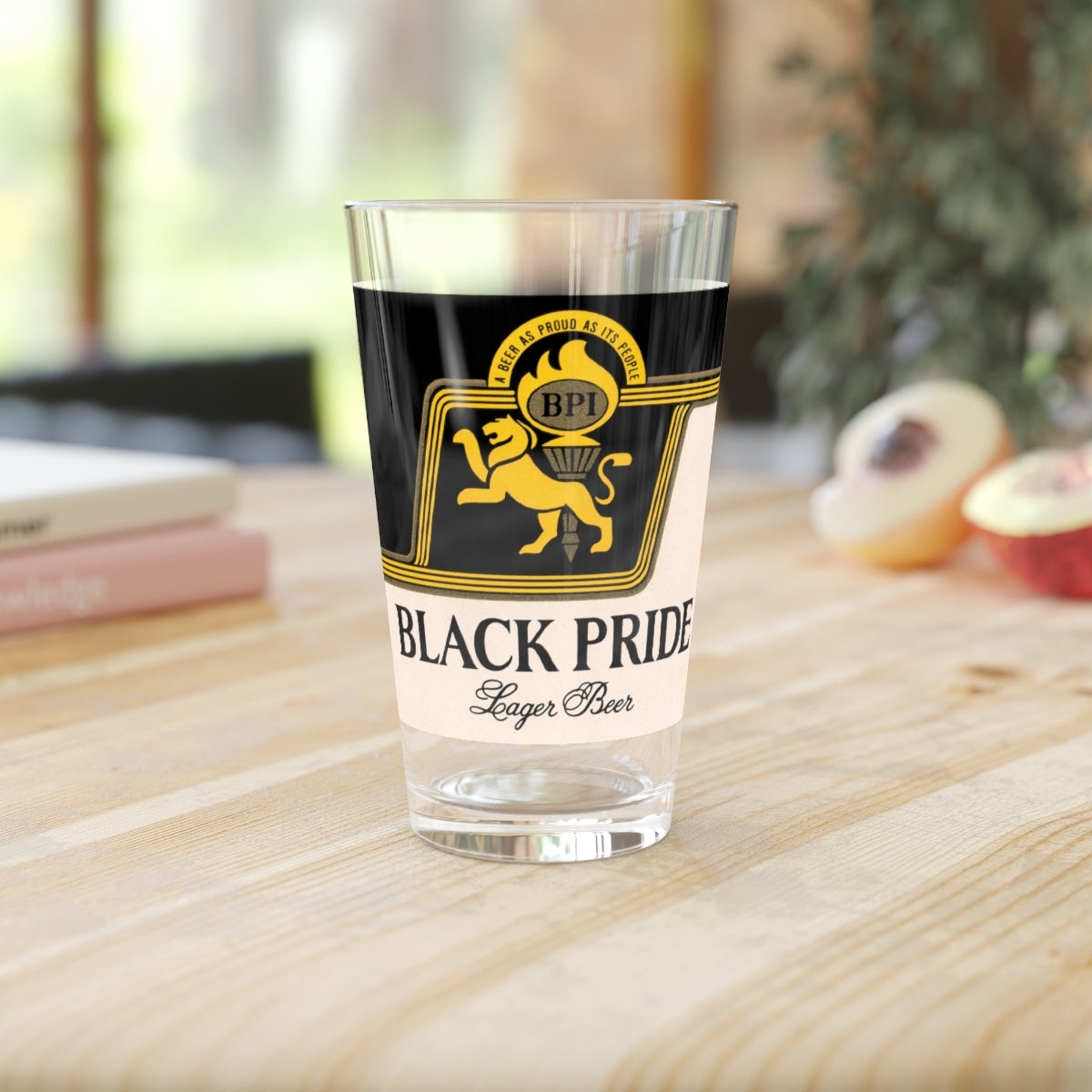 Black Pride Pint Glass ~ Vintage Lager Beer Label