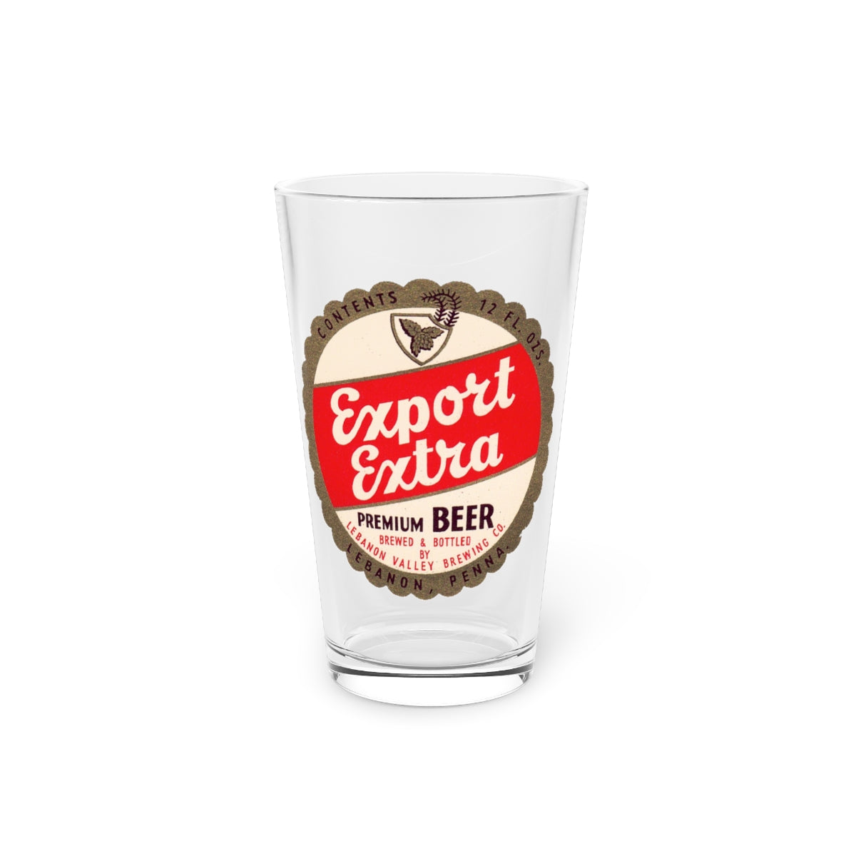 Lebanon Valley Brewing Extra Export Beer, Lebanon PA Pint Glass