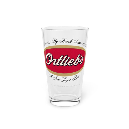 ORTLIEB'S Lager Beer Pint Glass, Philadelphia, PA w/Retro Label