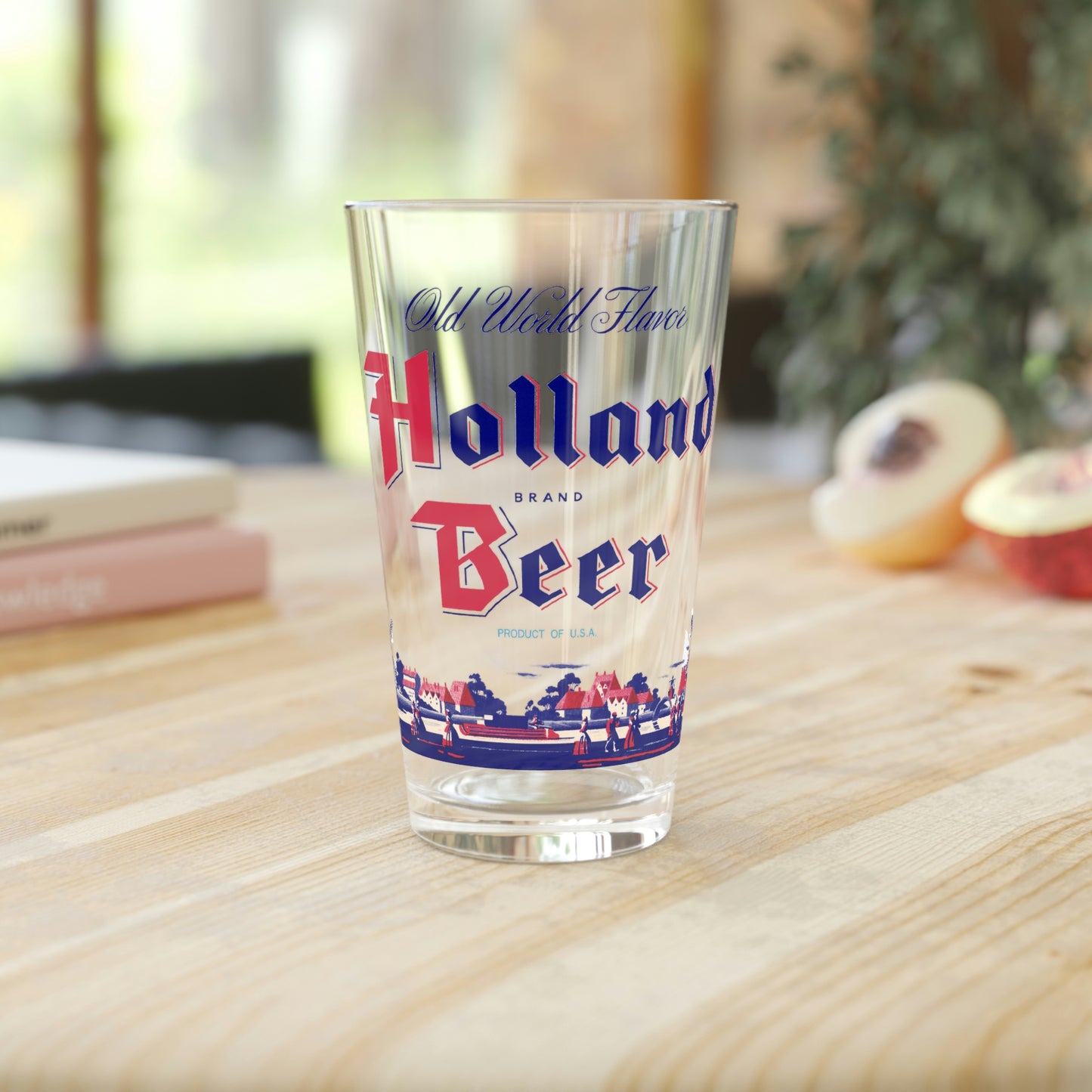 Holland Beer Pint Glass, Maier Brewing, Los Angeles CA, Dutch Netherlands