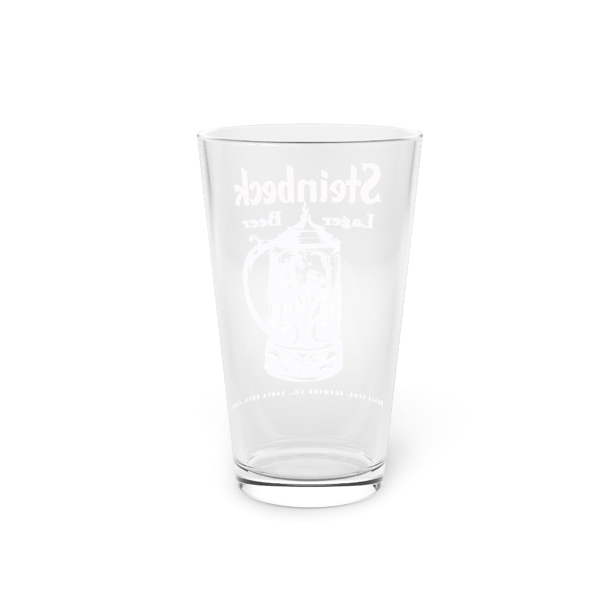 Steinbeck Lager Beer Pint Glass, Santa Rosa CA Grace Bros Brewing