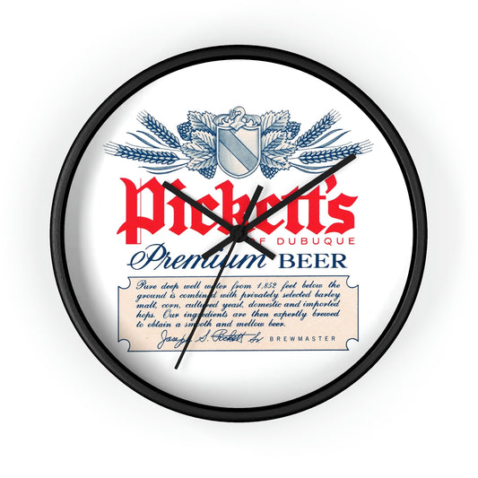 Pickett's of Dubuque Wall Clock, Famous Dubuque IA Premium Beer, Closed Brewery