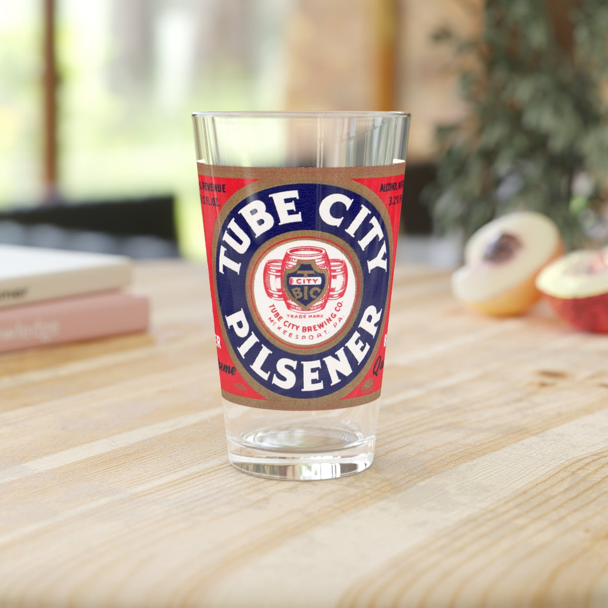 Tube City Pilsener Premium, McKeesport PA Brewery. Retro Beer Label Pint Glass