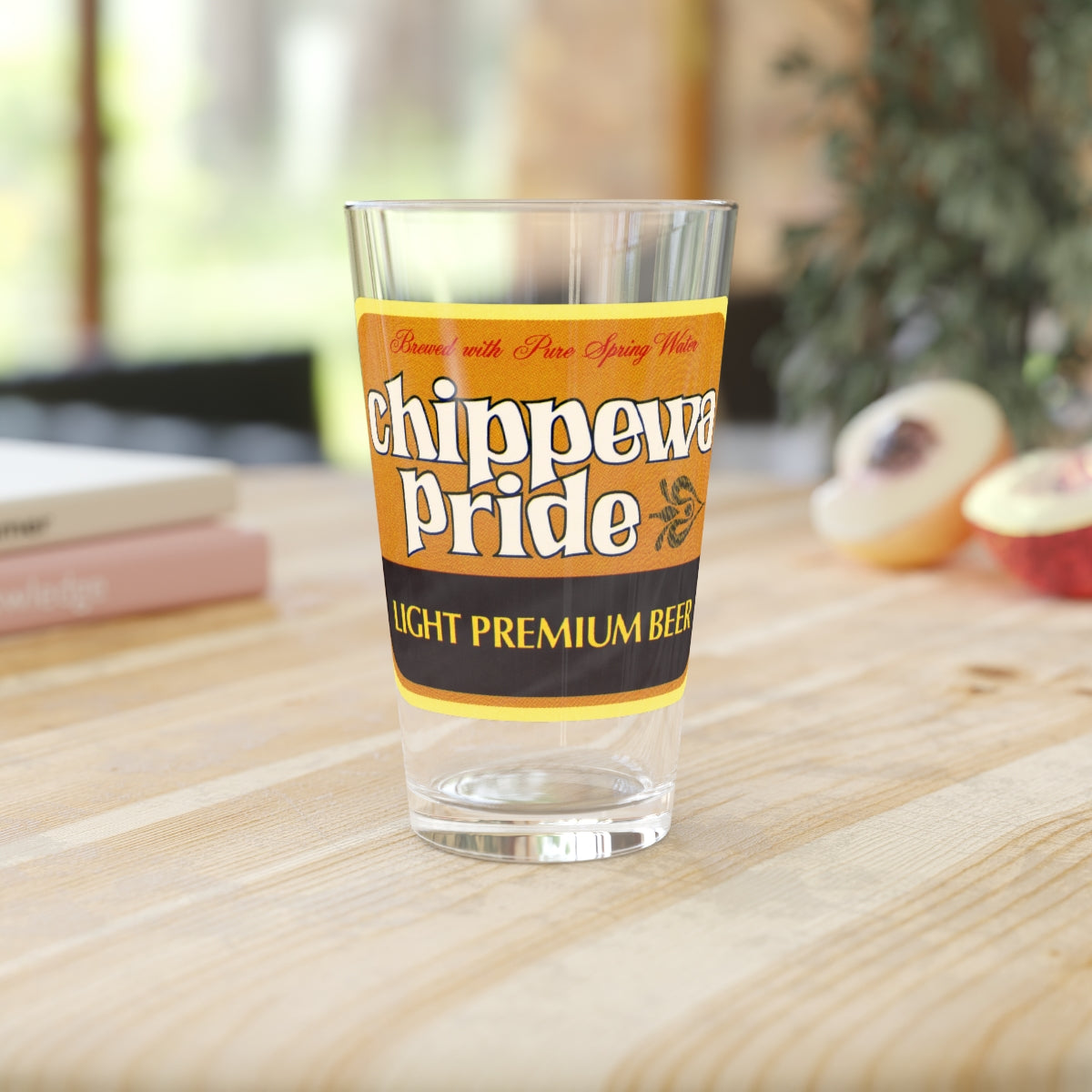 Chippewa Pride Premium Beer Pint Glass, Chippewa Falls, WI reproduced Vintage Label