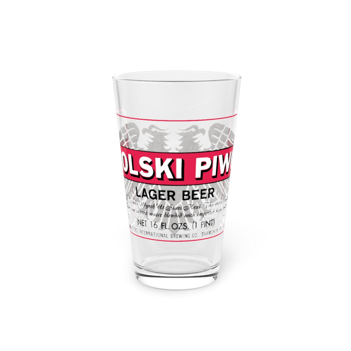 Polski Piwo (Polish Beer) Pint Glass ~ Fuhrmann and Schmidt F&S, Shamokin PA